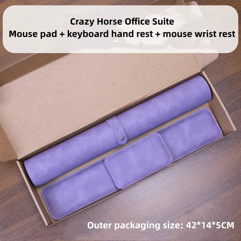 Crazy Horse Leather Mouse Pad & Wrist Rest Set – 3-Piece