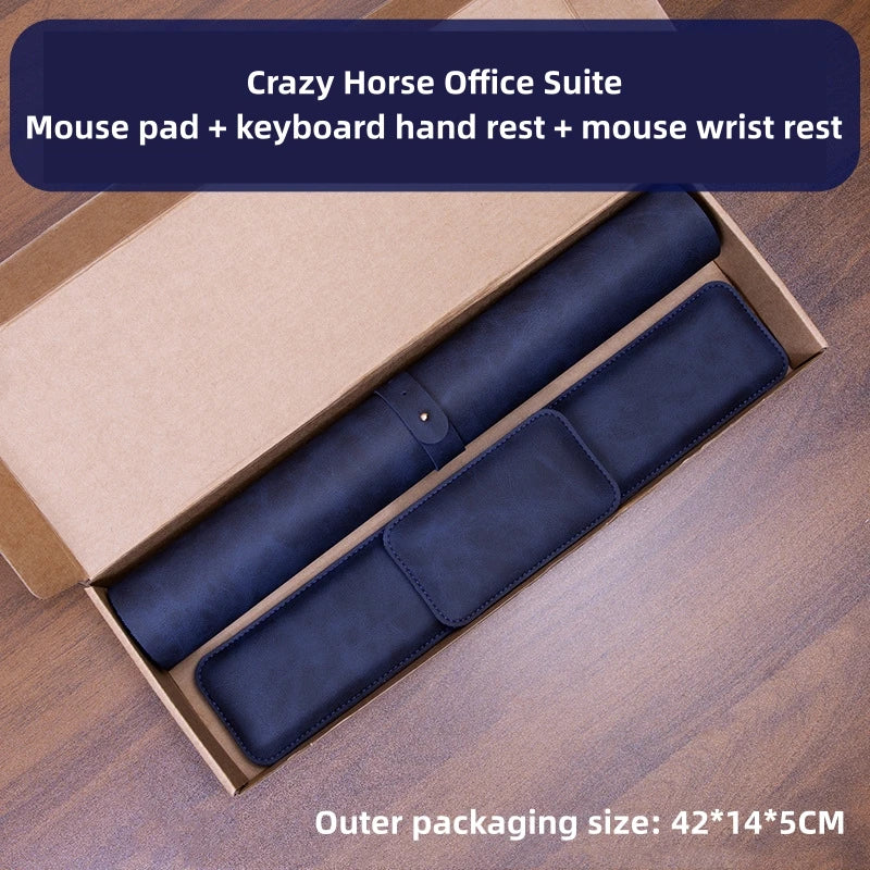 Crazy Horse Leather Mouse Pad & Wrist Rest Set – 3-Piece
