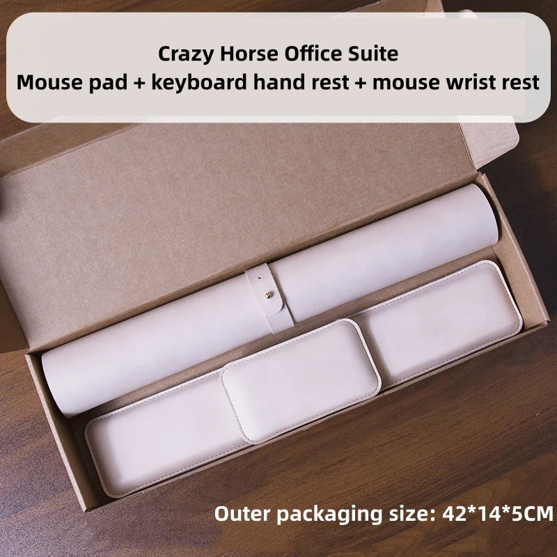 Crazy Horse Leather Mouse Pad & Wrist Rest Set – 3-Piece