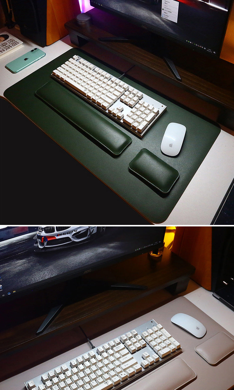 Leather Mouse Pad & Wrist Rest – Oversized, Solid Colour