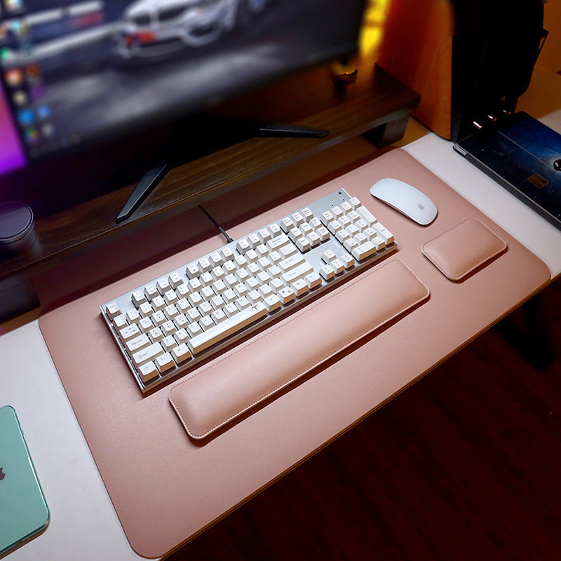 Leather Mouse Pad & Wrist Rest – Oversized, Solid Colour