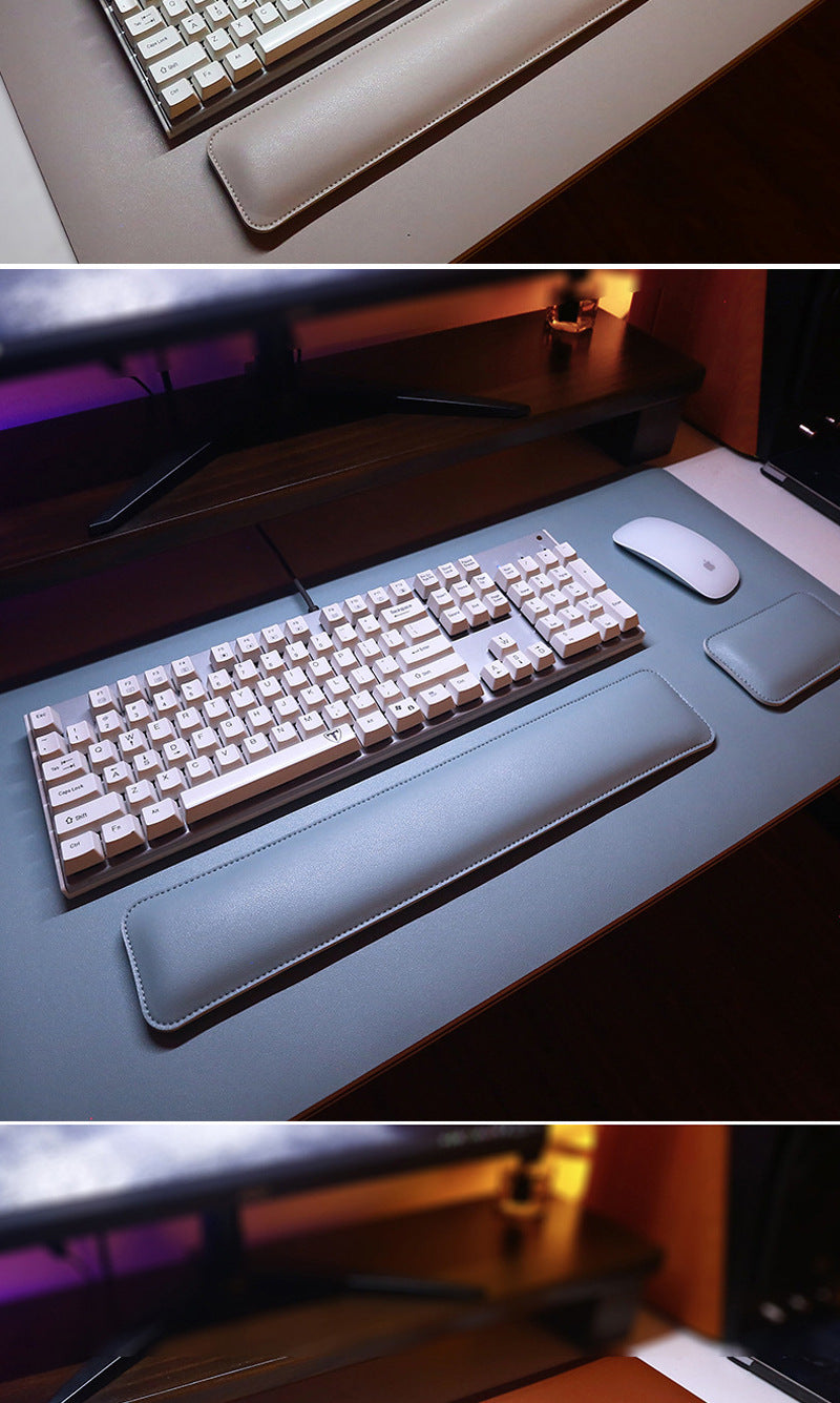 Leather Mouse Pad & Wrist Rest – Oversized, Solid Colour