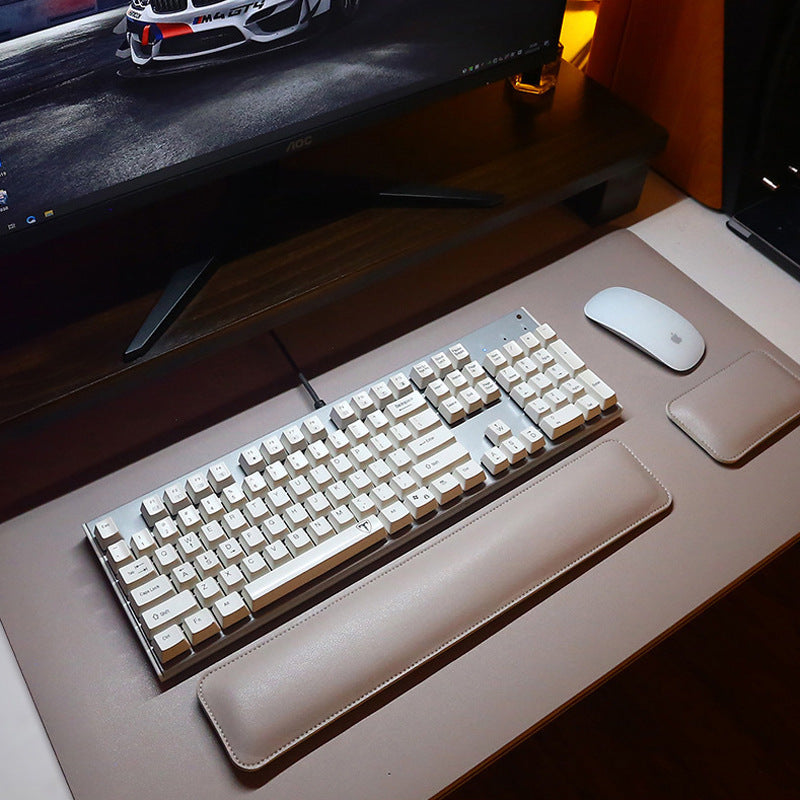 Leather Mouse Pad & Wrist Rest – Oversized, Solid Colour