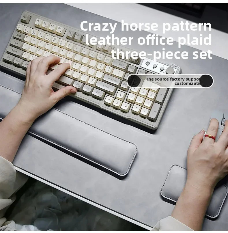 Waterproof PU Desk Mat & Wrist Guard Set – 3-Piece
